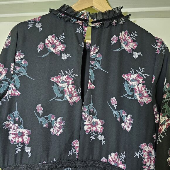June & Hudson Dark Floral Print Prairie Dress Size Large Whimsygoth - Picture 7 of 11